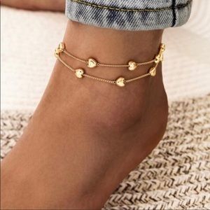 - Gold Heart Double Layer Anklet! NEW!